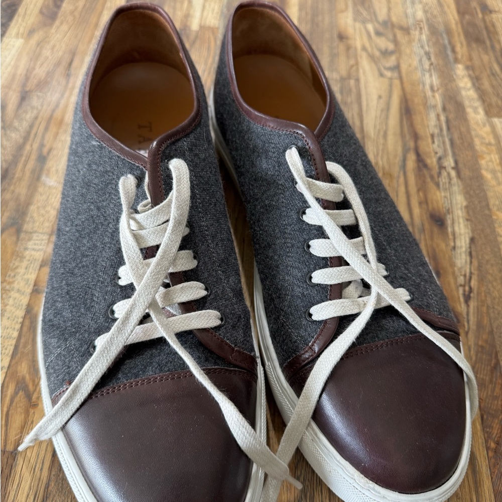 Taft Gray and Brown Sneakers with Leather Accents